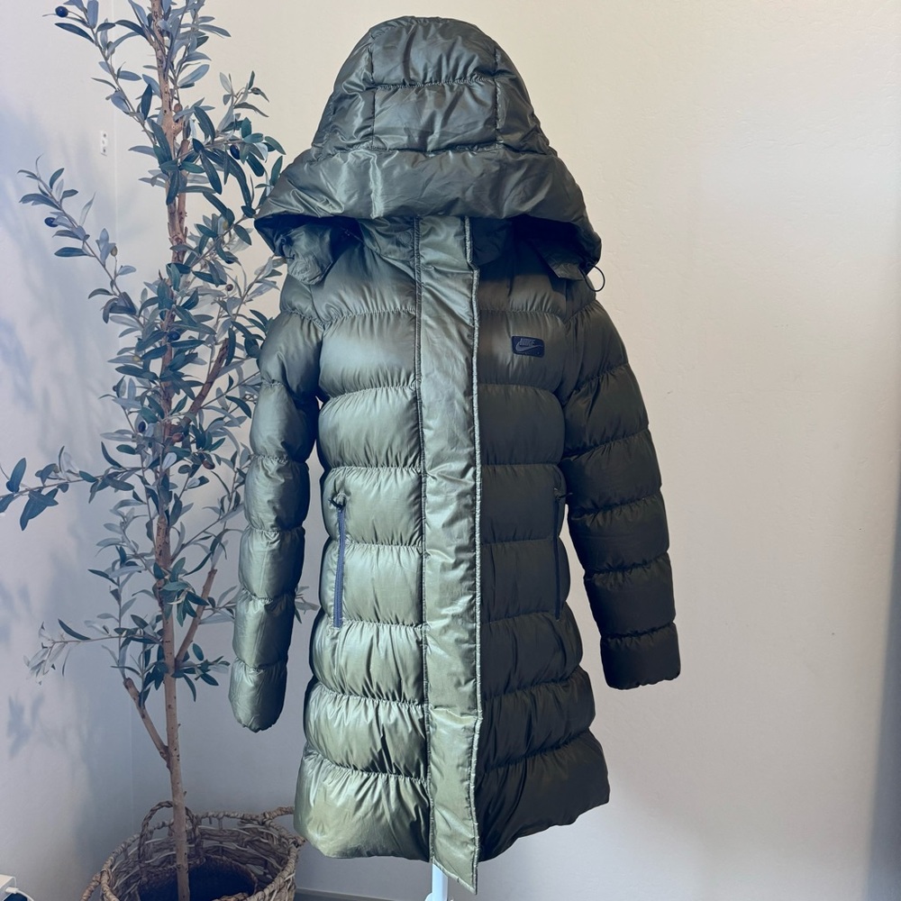 Nike Down Women's Parka Dark Loden Green Detach hood Duck Down